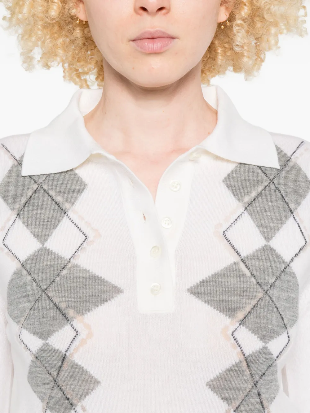 Ermanno Scervino Polotop met diamantpatroon Wit