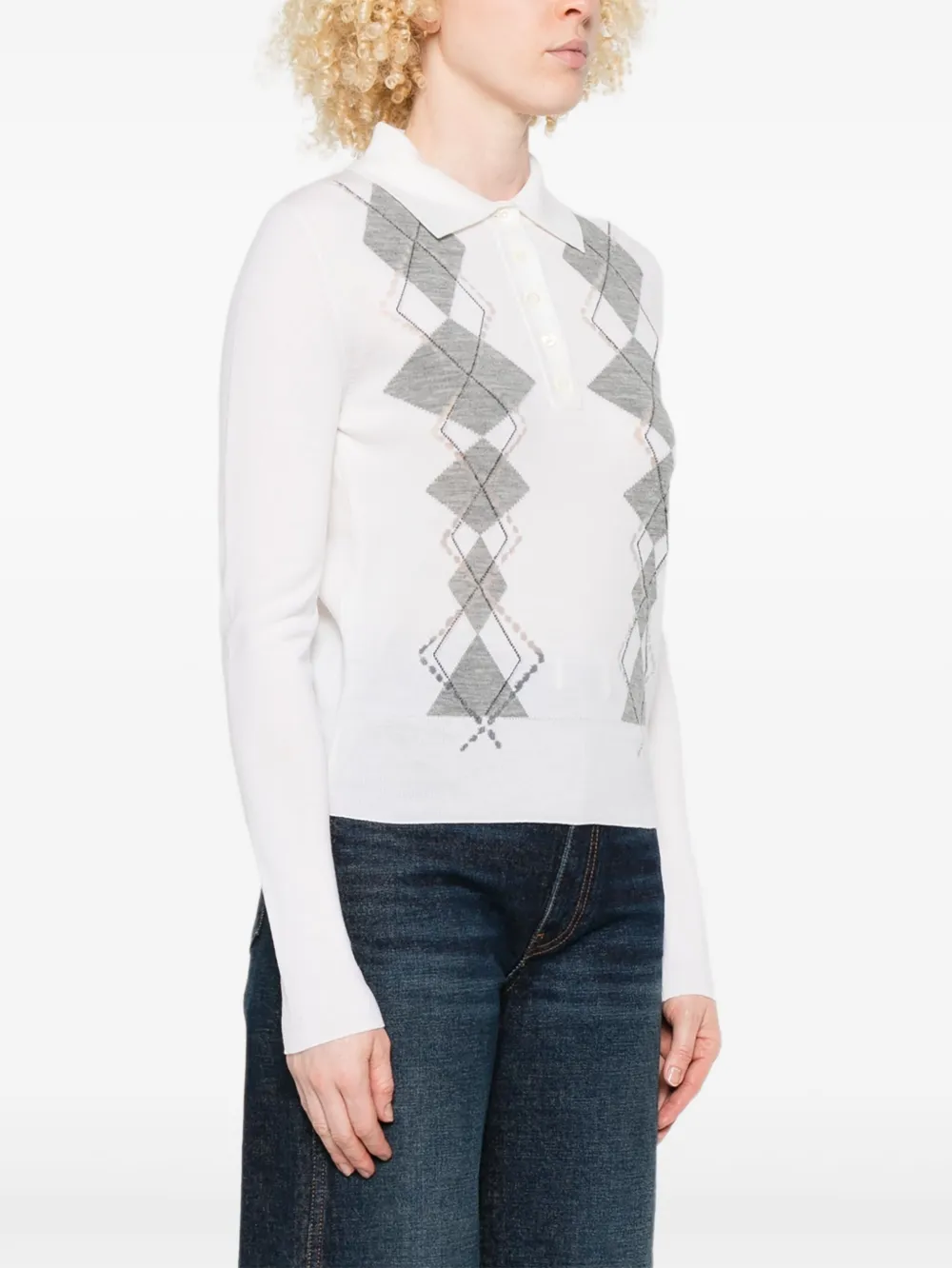 Ermanno Scervino Polotop met diamantpatroon Wit
