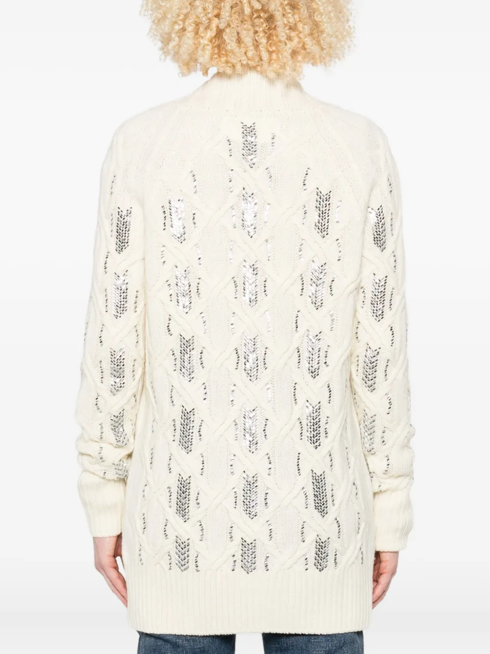 Ermanno Scervino Kabelgebreid vest met pailletten Beige