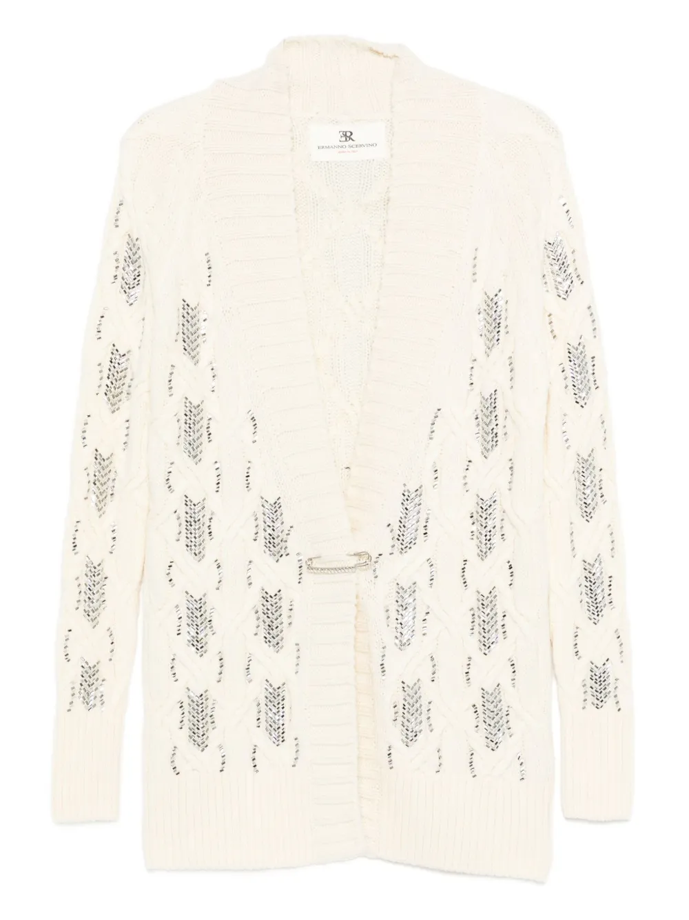 Ermanno Scervino Kabelgebreid vest met pailletten Beige