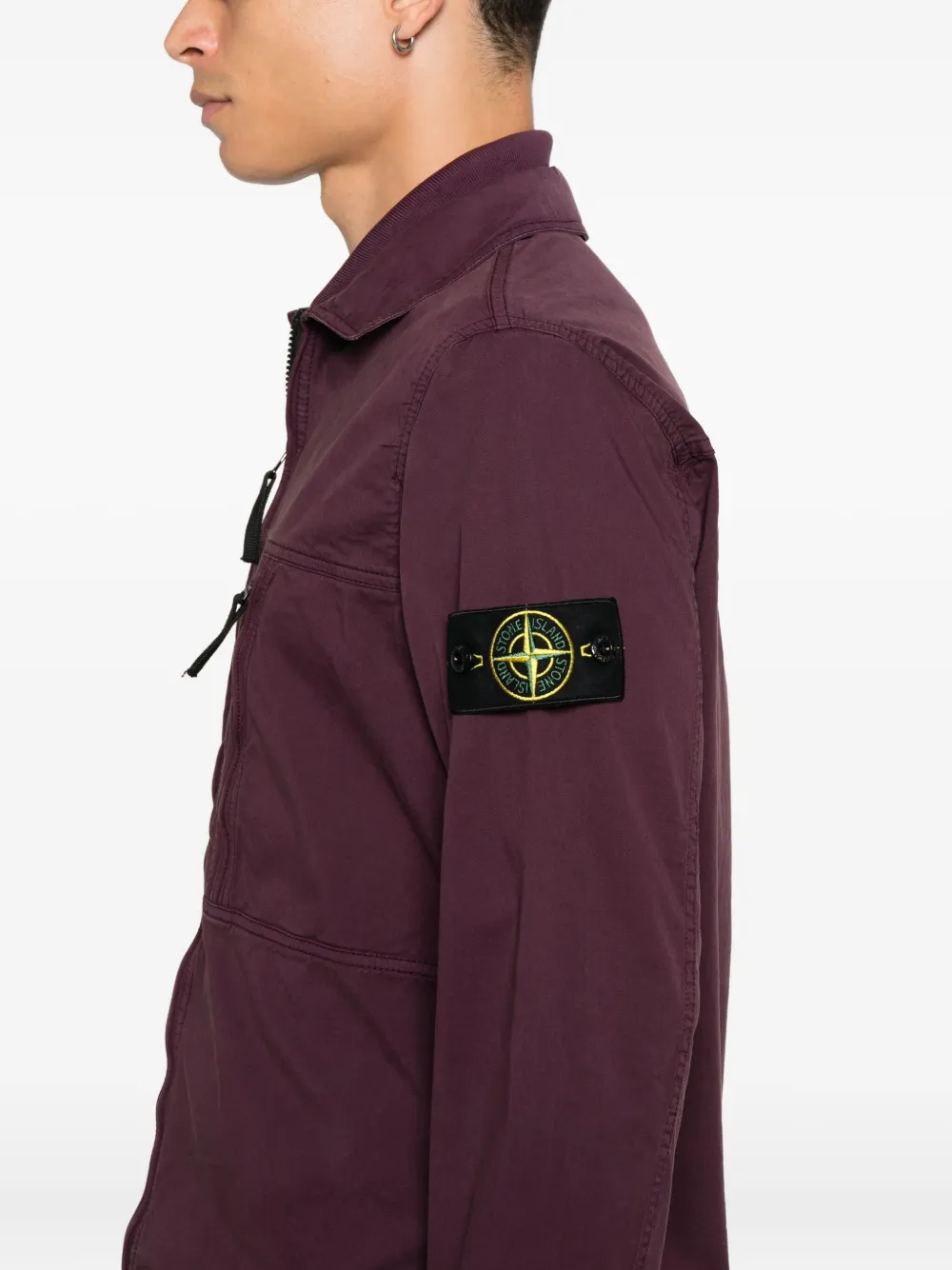 Stone Island Twill overhemd met rits Rood