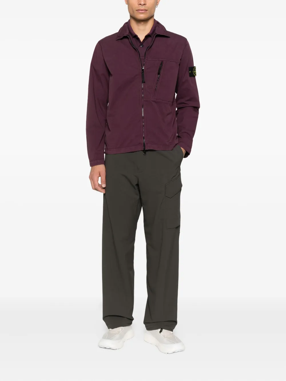 Stone Island Twill overhemd met rits - Rood