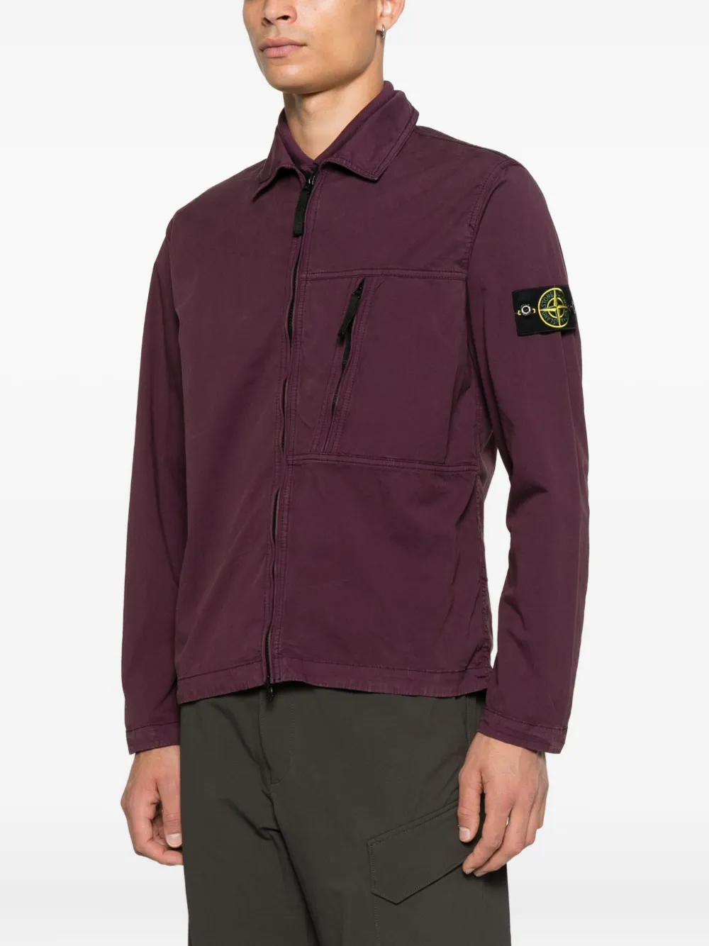 Stone Island Twill overhemd met rits Rood