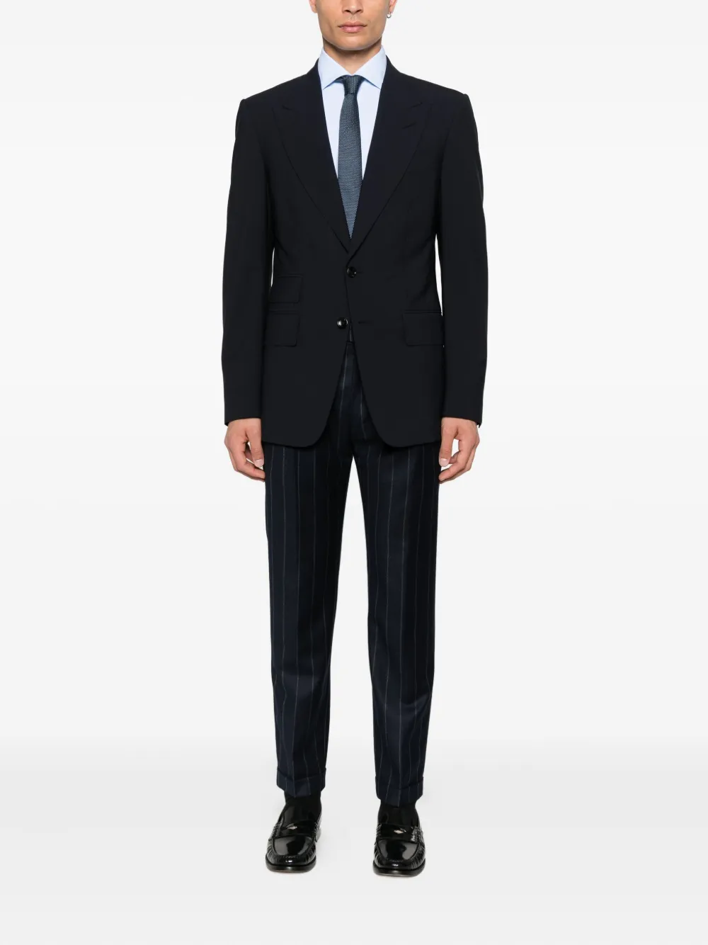 Berwich pinstripe pleated trousers - Blauw