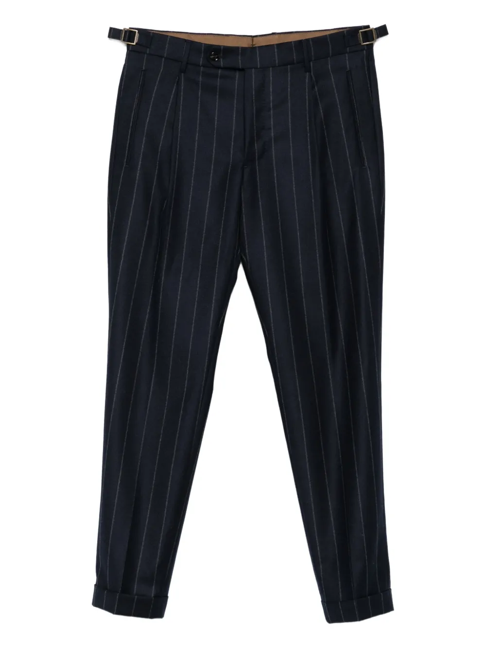 pinstripe pleated trousers