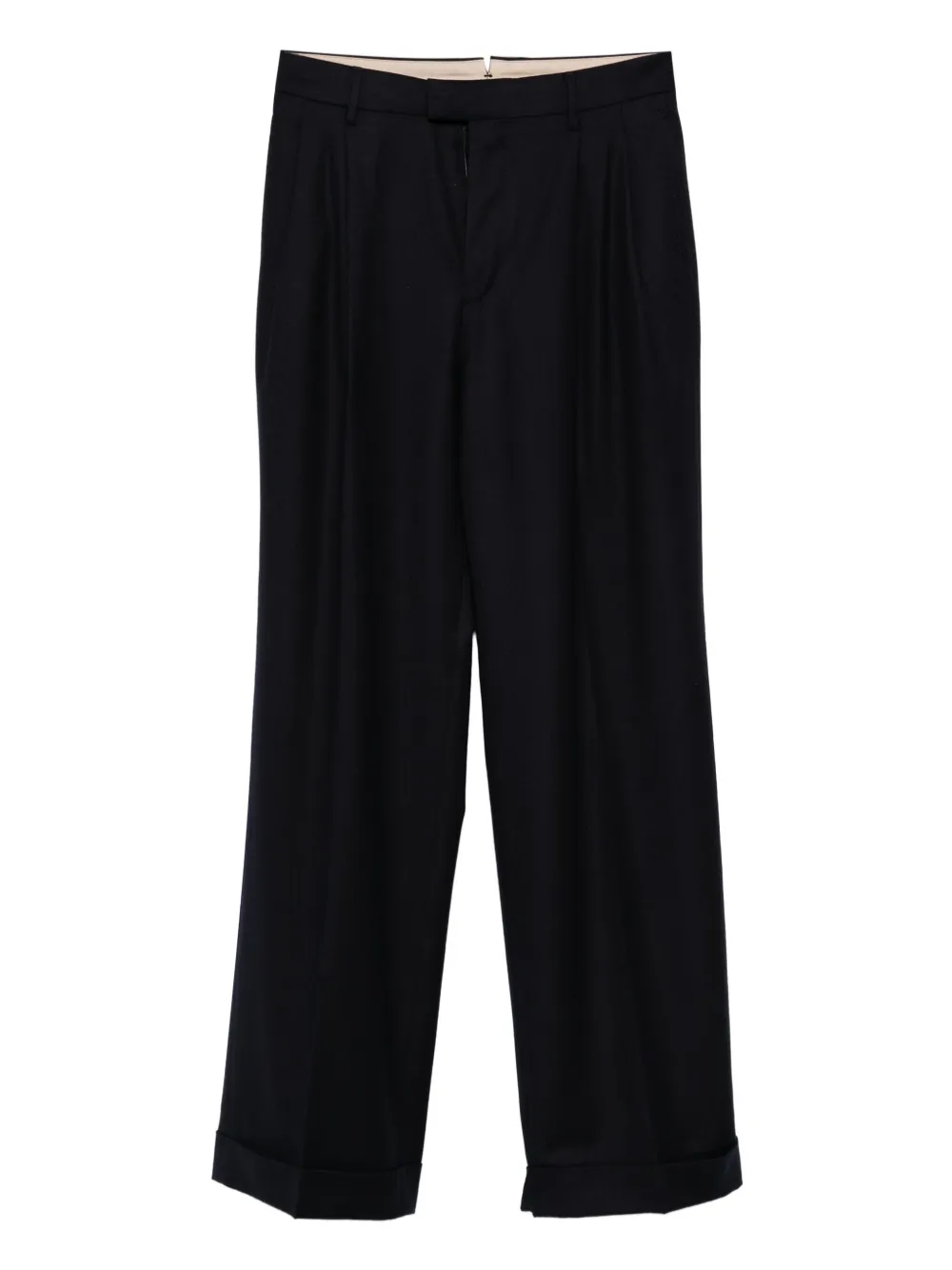 pleated straight-leg trousers
