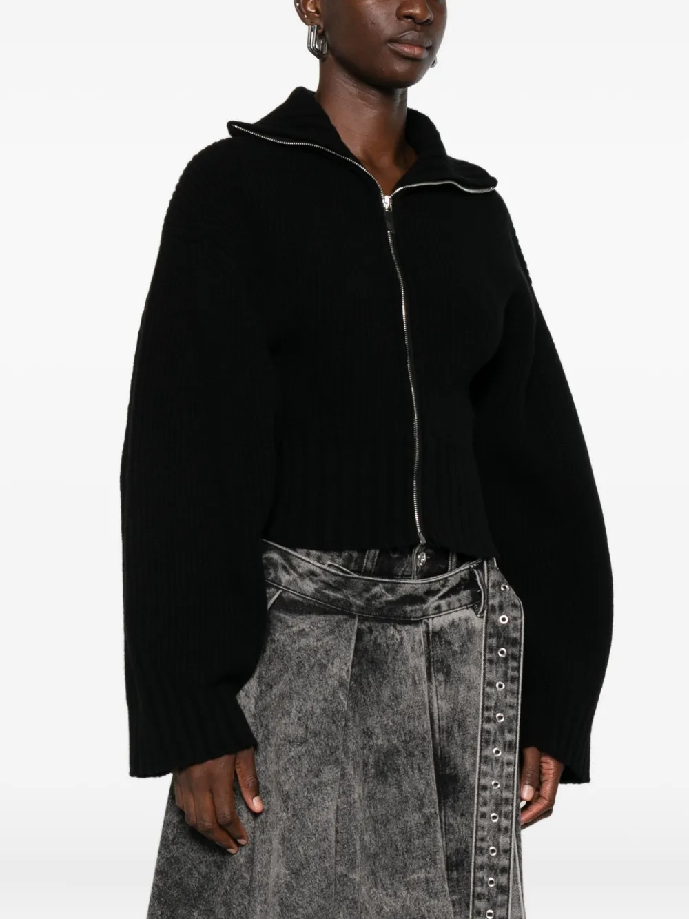 The Attico Ribgebreid vest Zwart