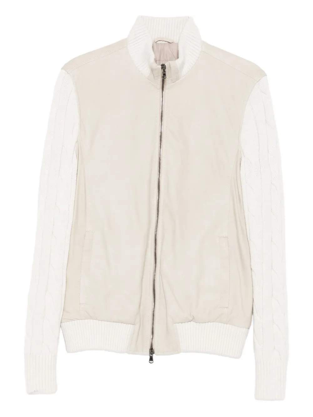 Barba Napoli Mare cable-knit leather jacket - Toni neutri