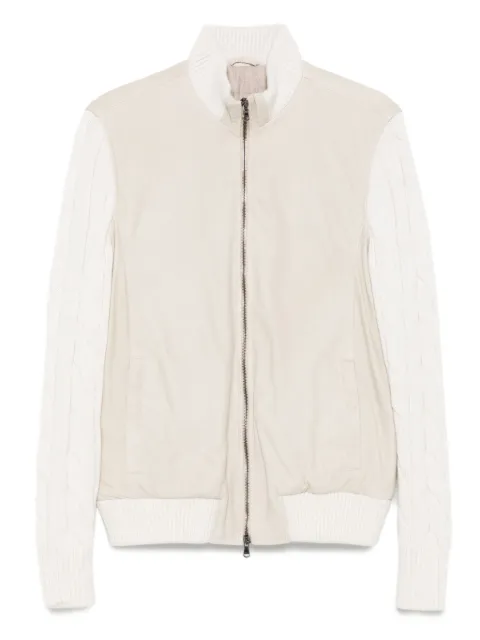 Barba Napoli Mare cable-knit leather jacket