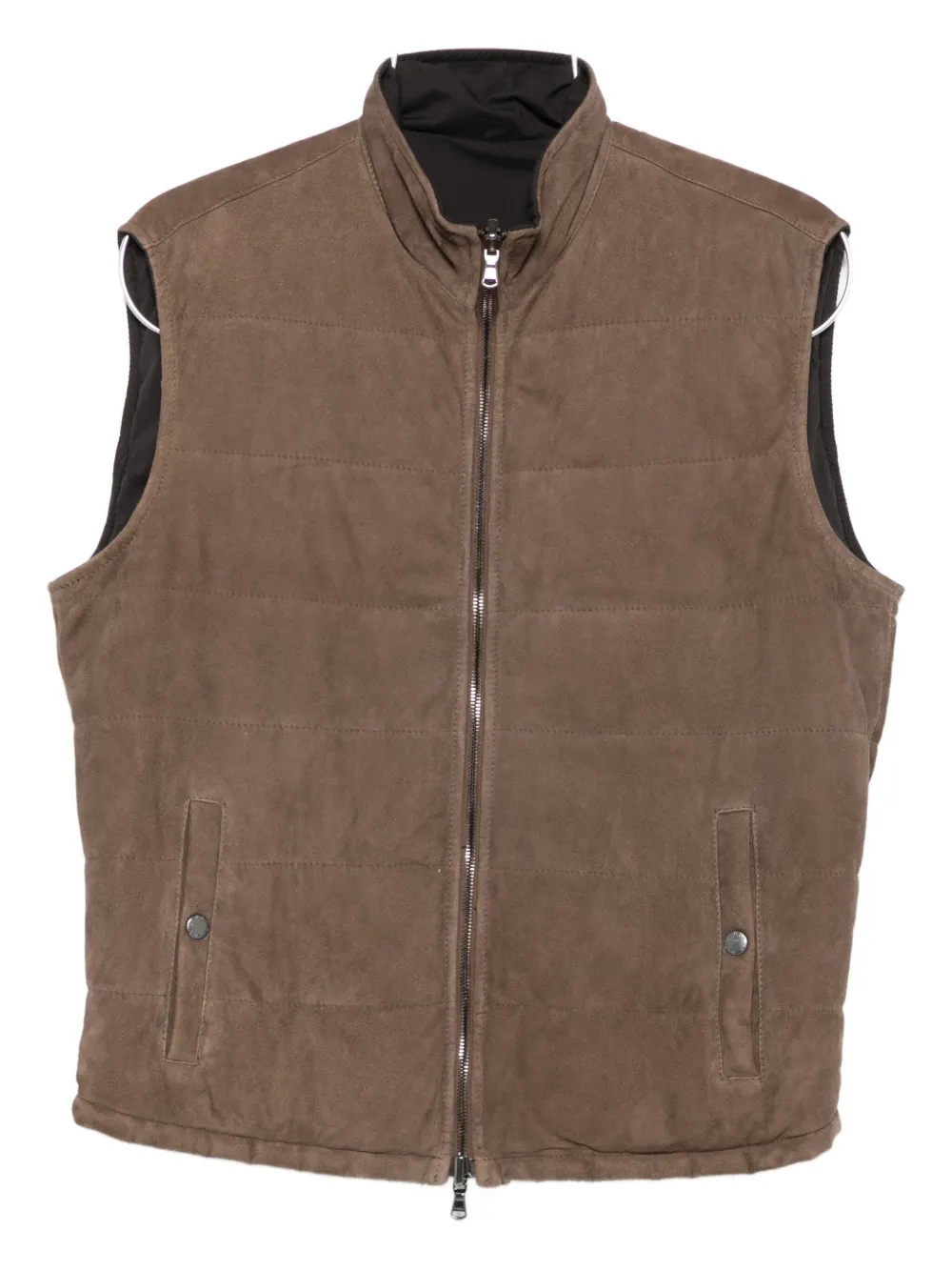 Barba Napoli Mare Quilted Suede Gilet In Brown