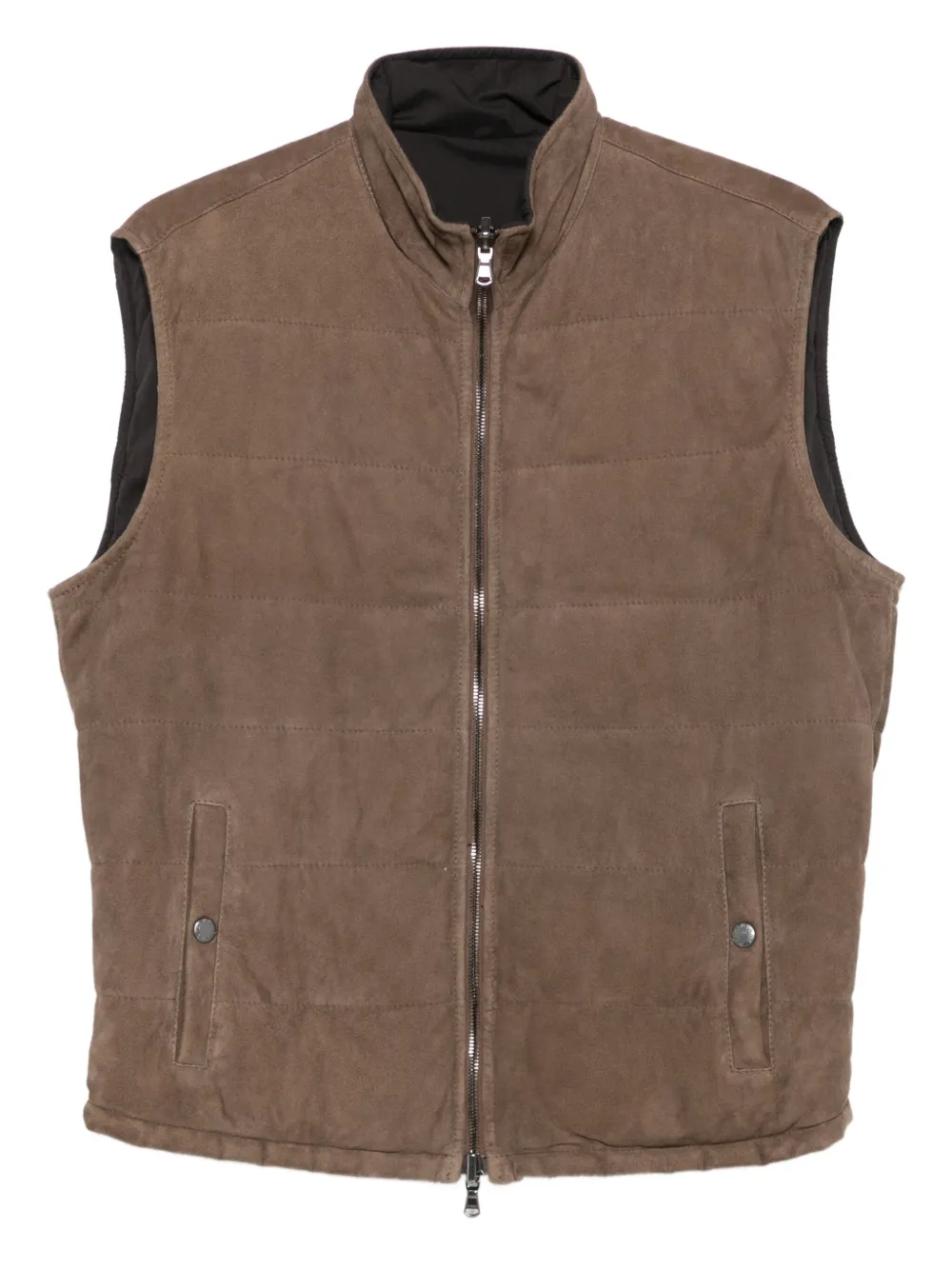 quilted suede gilet