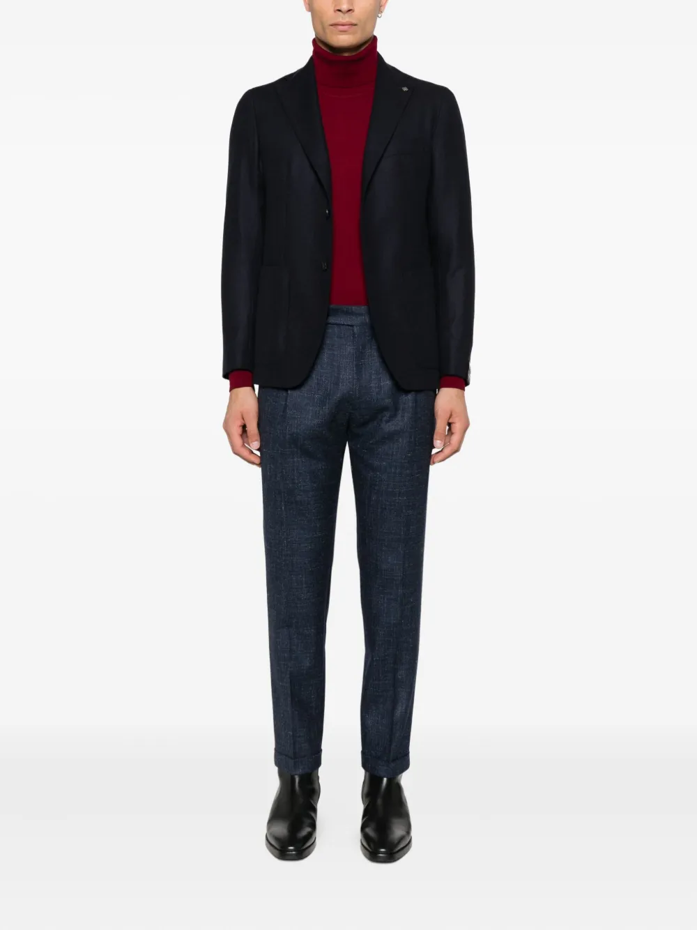 Berwich pleated side-adjuster trousers - Blauw