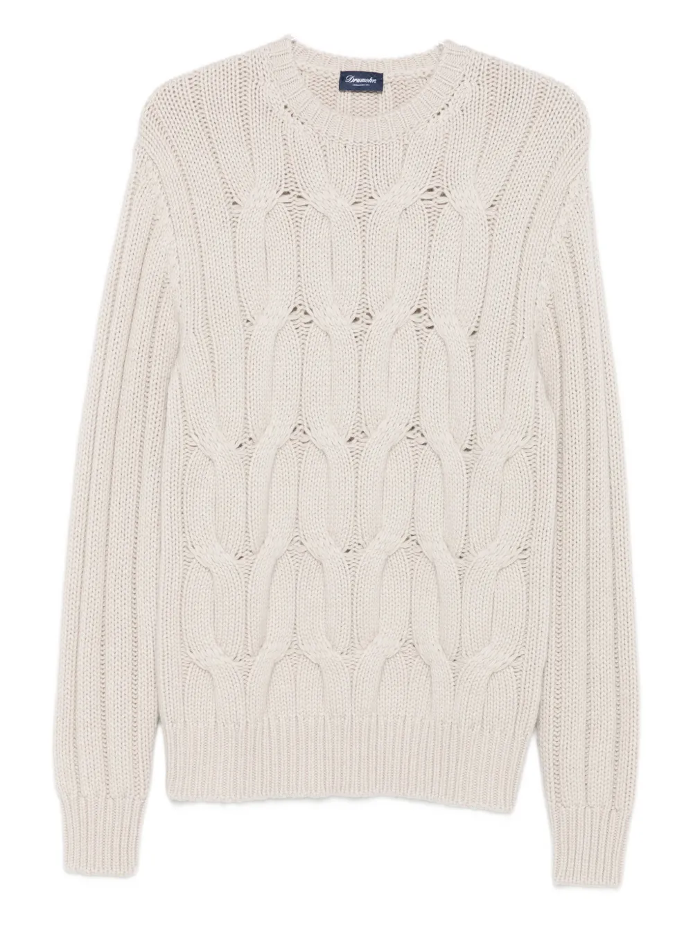 Drumohr Textured Cable Knit Cashmere Sweater In Neutral