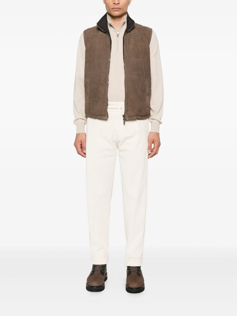 Berwich pleated cotton trousers - Beige