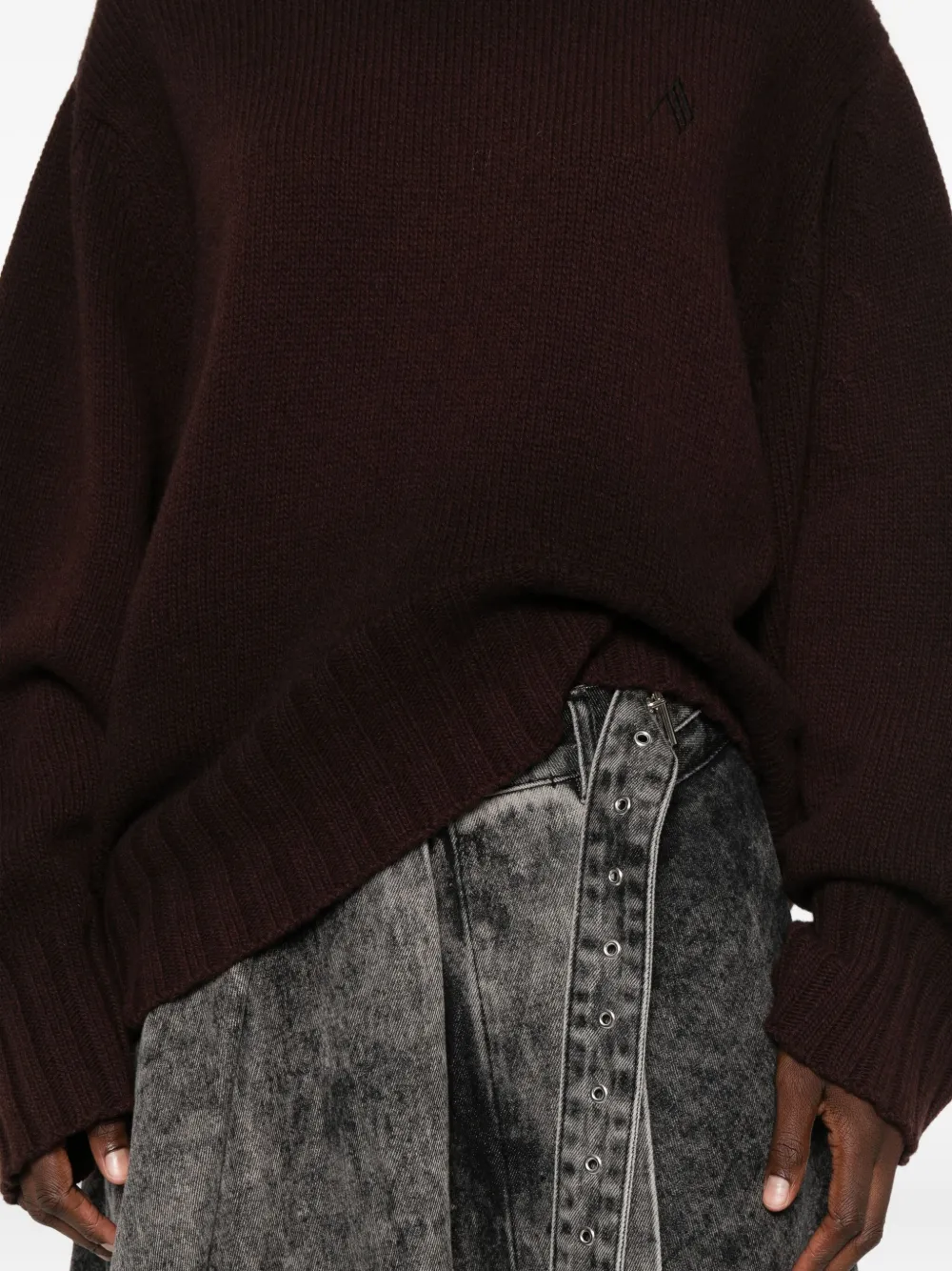 The Attico Asymmetrische ribgebreide trui Bruin