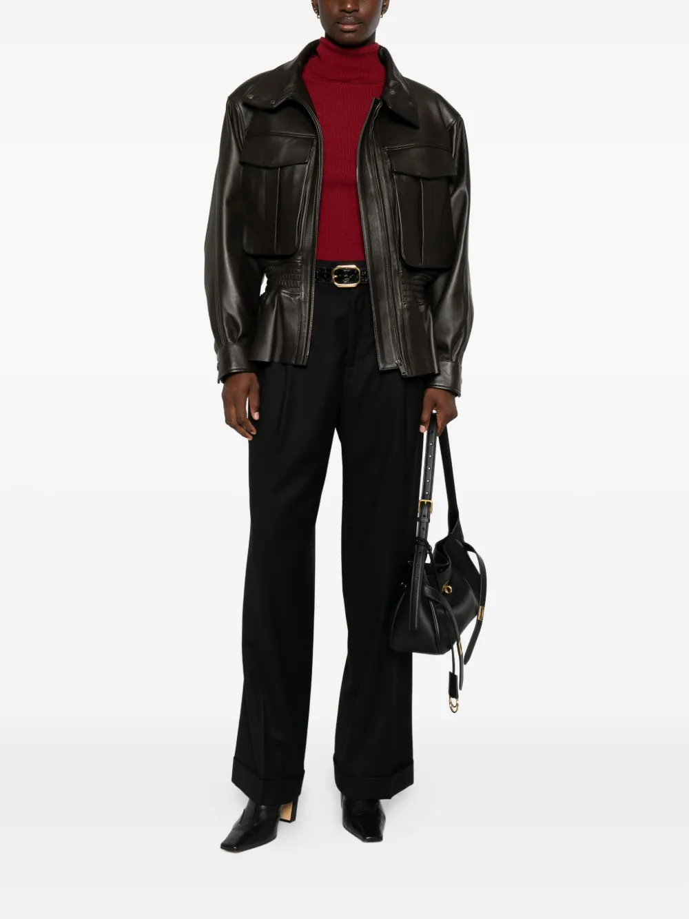 Berwich pleated-cuffed trousers - Zwart