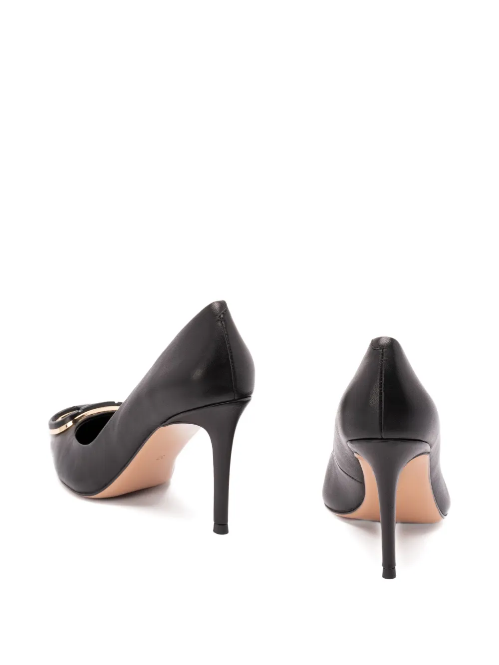 TWINSET 90mm leather pointed-toe pumps Black
