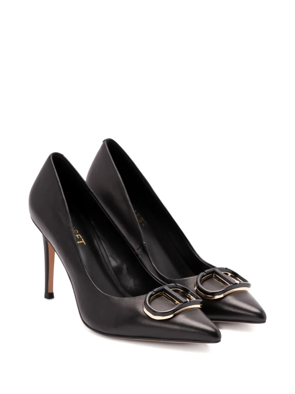 TWINSET 90mm leather pointed-toe pumps Black