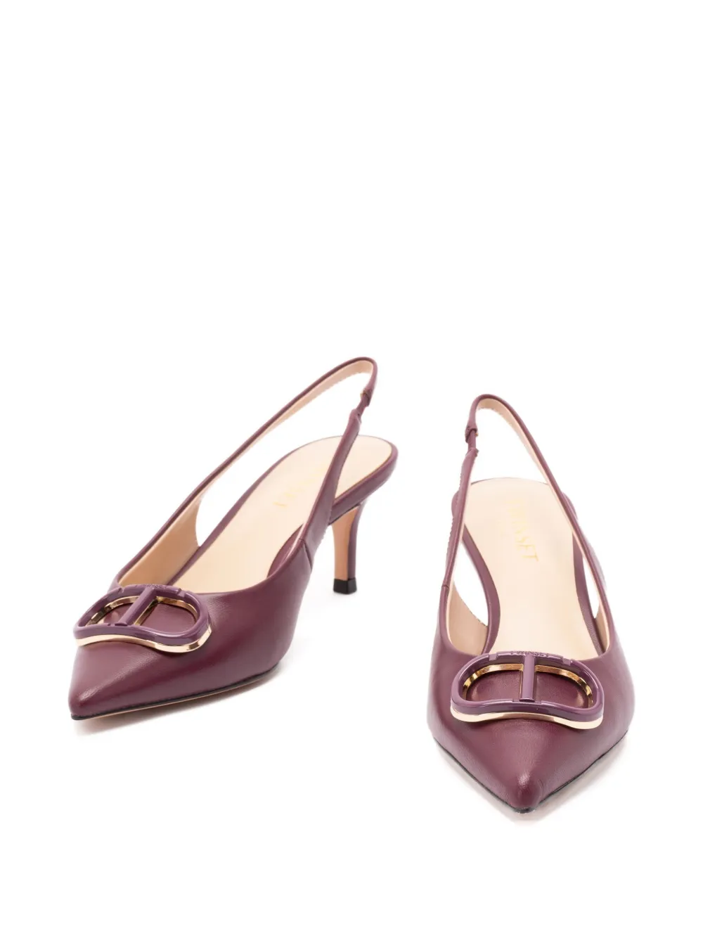 TWINSET 60mm slingback leather pumps Purple