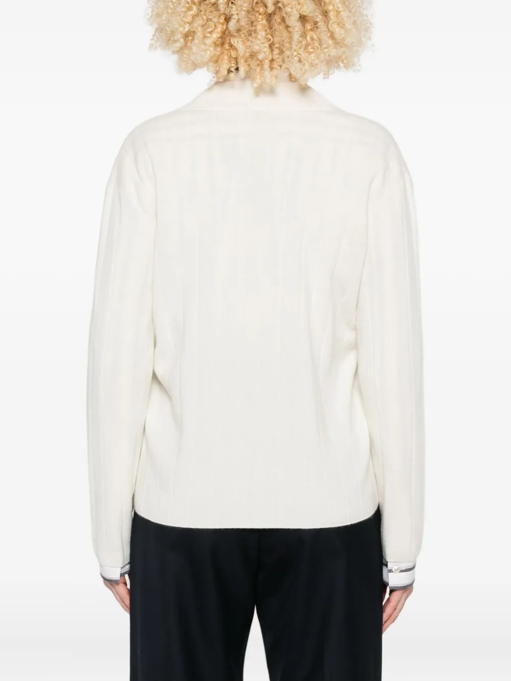 Max Mara Geribbelde trui met V-hals Wit