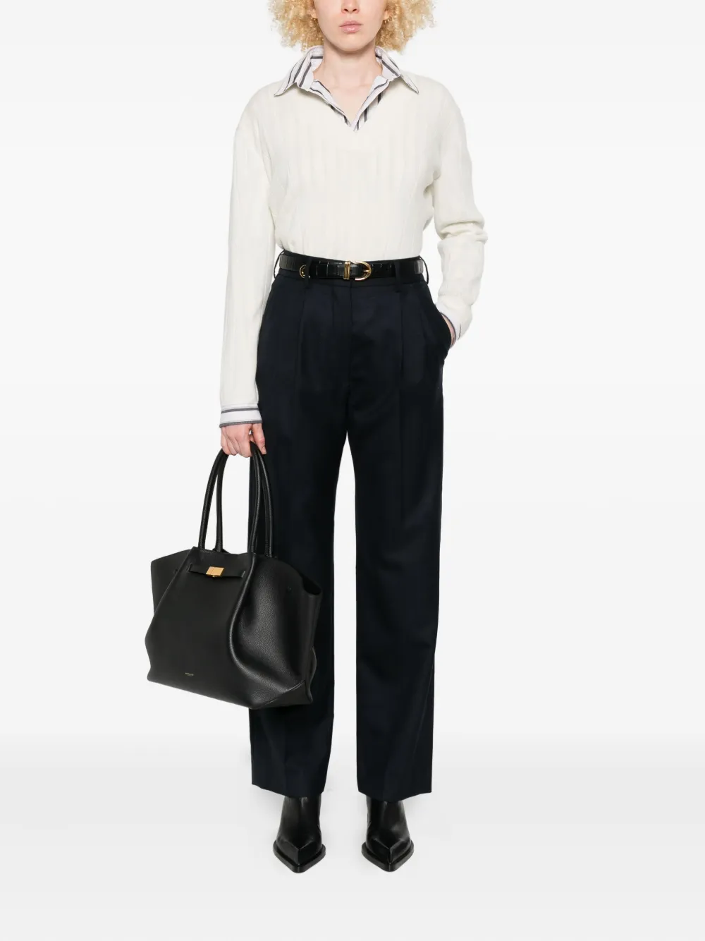 Max Mara Geribbelde trui met V-hals Wit