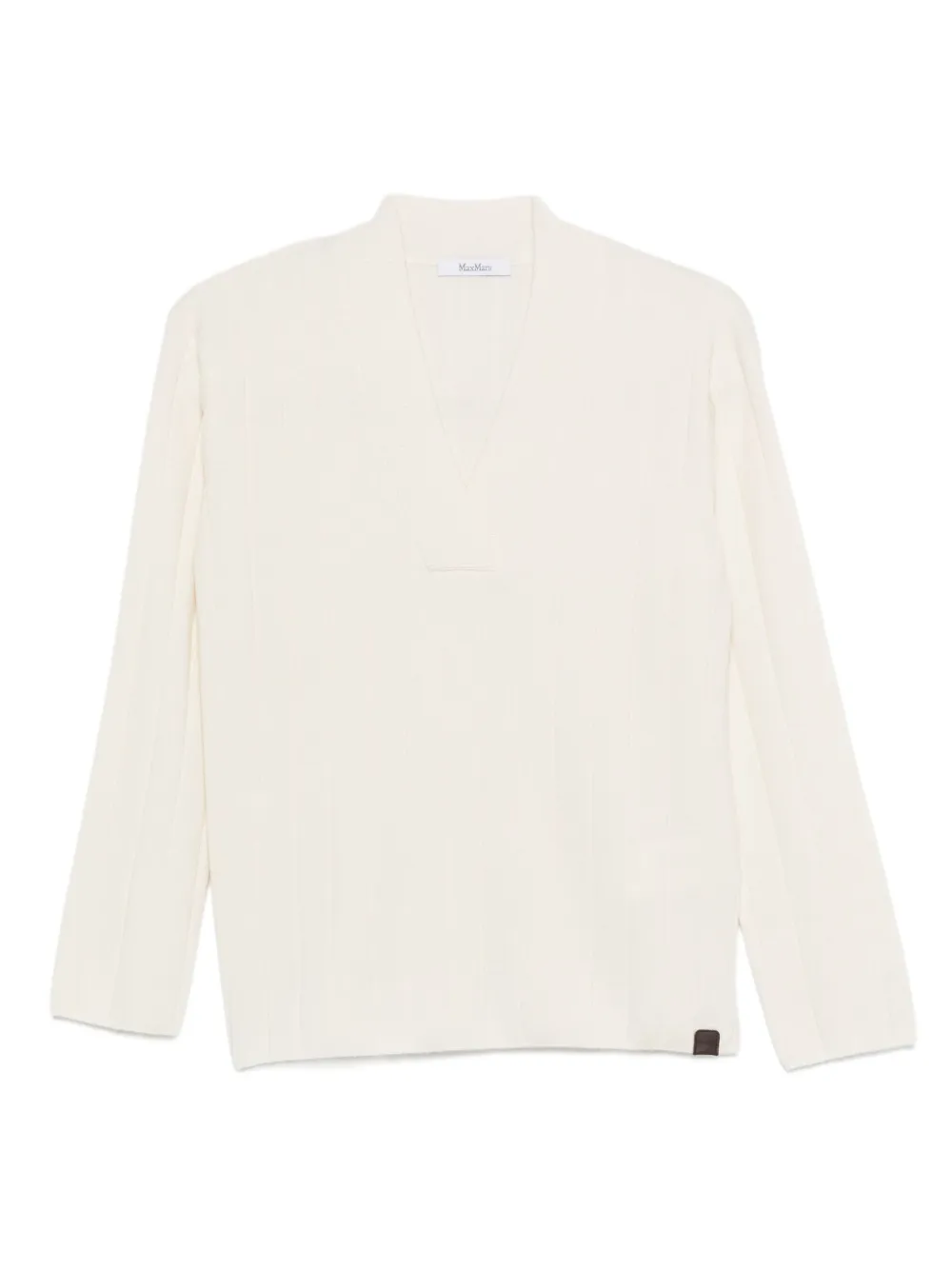 Max Mara Geribbelde trui met V-hals Wit