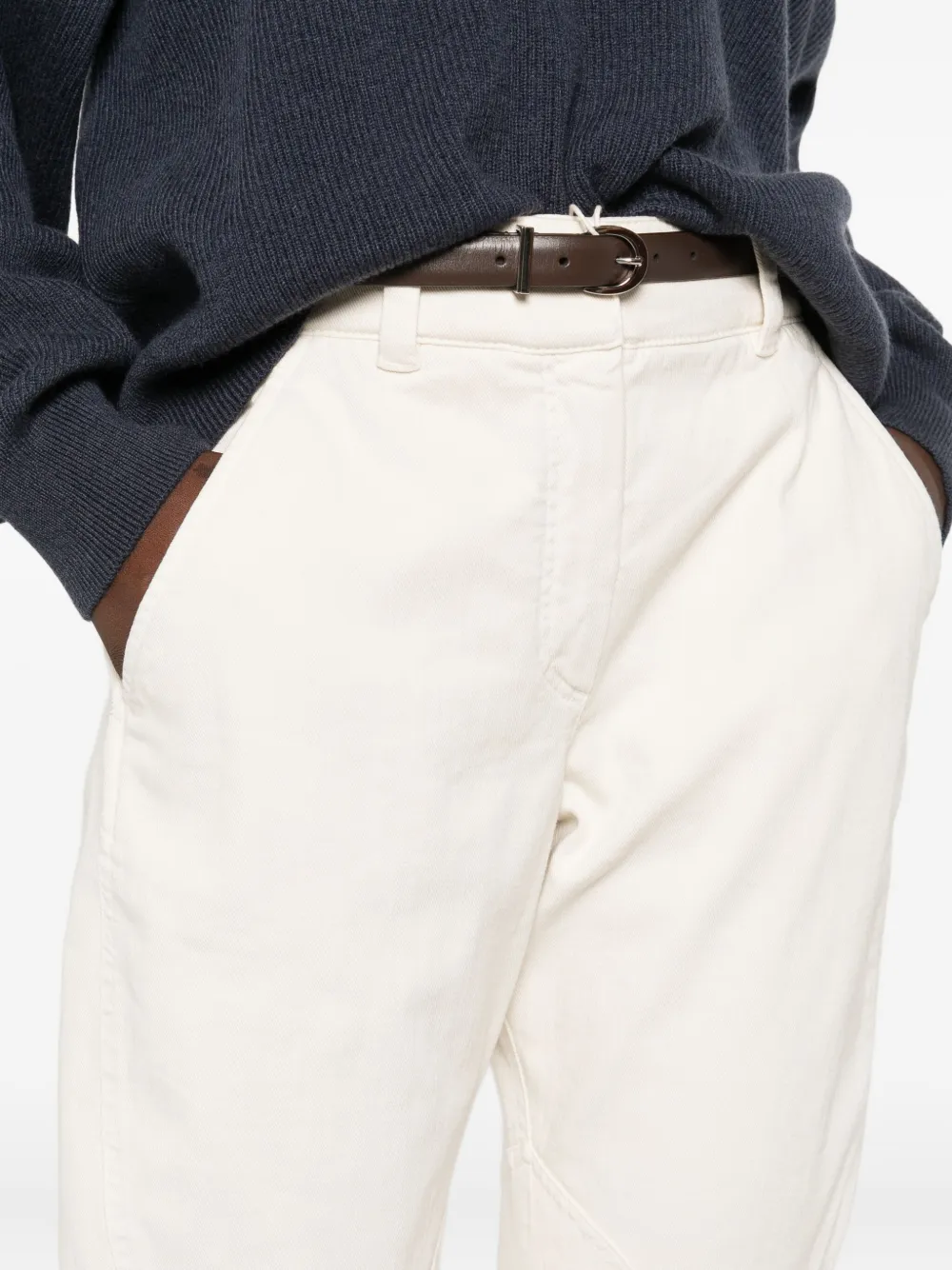 Brunello Cucinelli panelled cotton trousers Wit