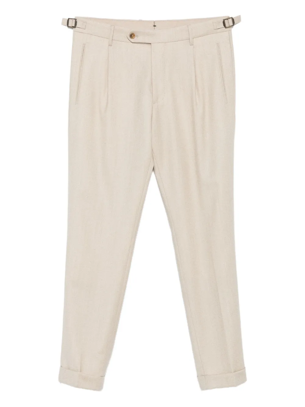 pleated side-buckle trousers