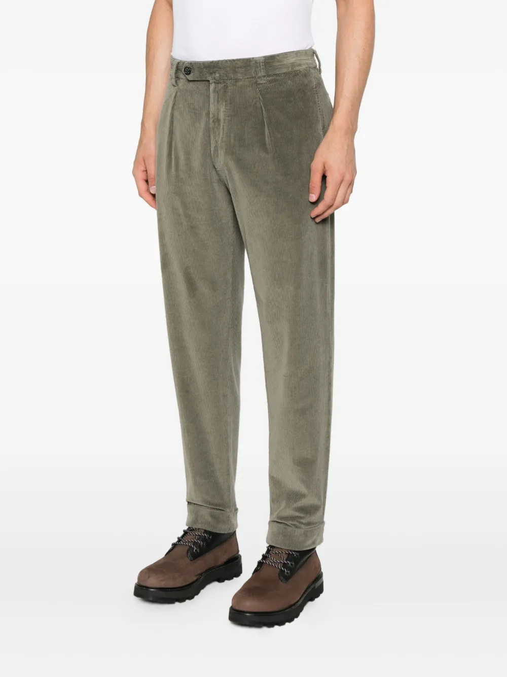 Berwich pleated corduroy trousers - Groen