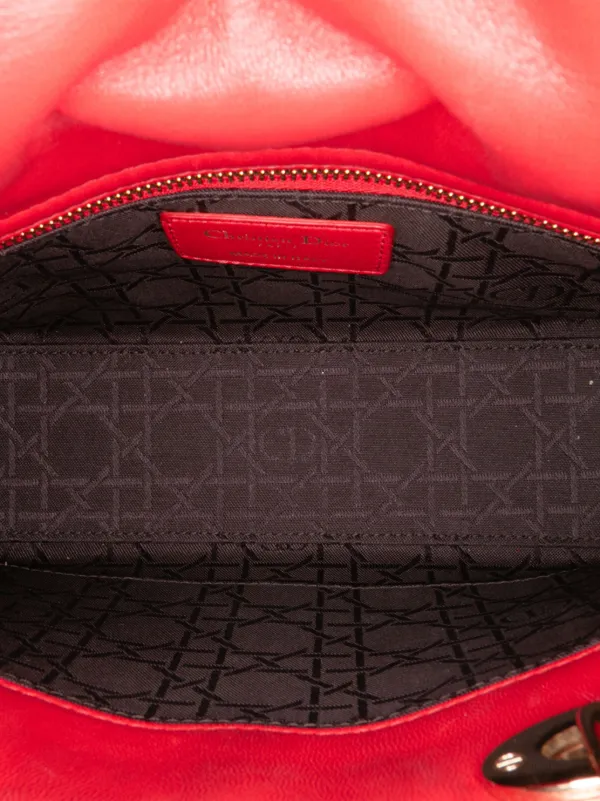 Christian Dior Pre-Owned 2017 Small Lambskin Cannage My ABCDior Lady Dior  Satchel Red FARFETCH IN