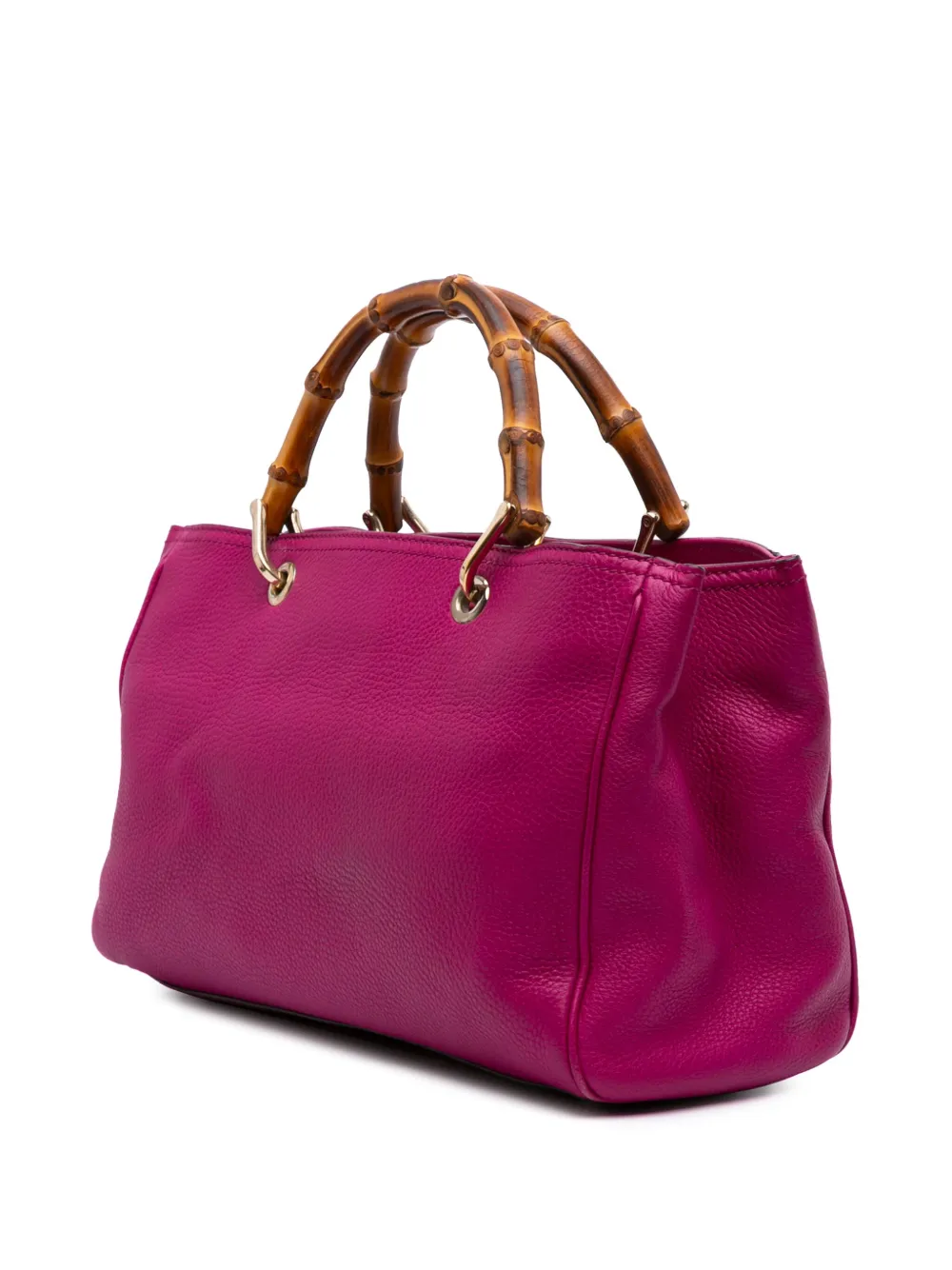 Pre-owned Gucci 2016-2025 Medium Calfskin Bamboo Shopper Satchel In Pink