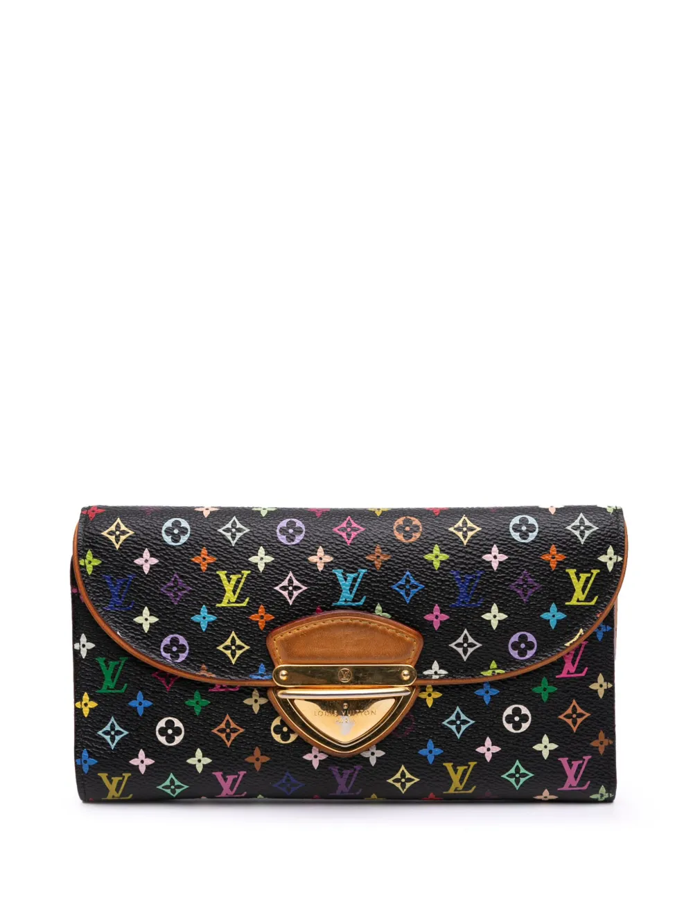 Pre-owned Louis Vuitton 2008 Takashi Murakami Monogram Multicolore Eugenie Wallet Long Wallets In Black