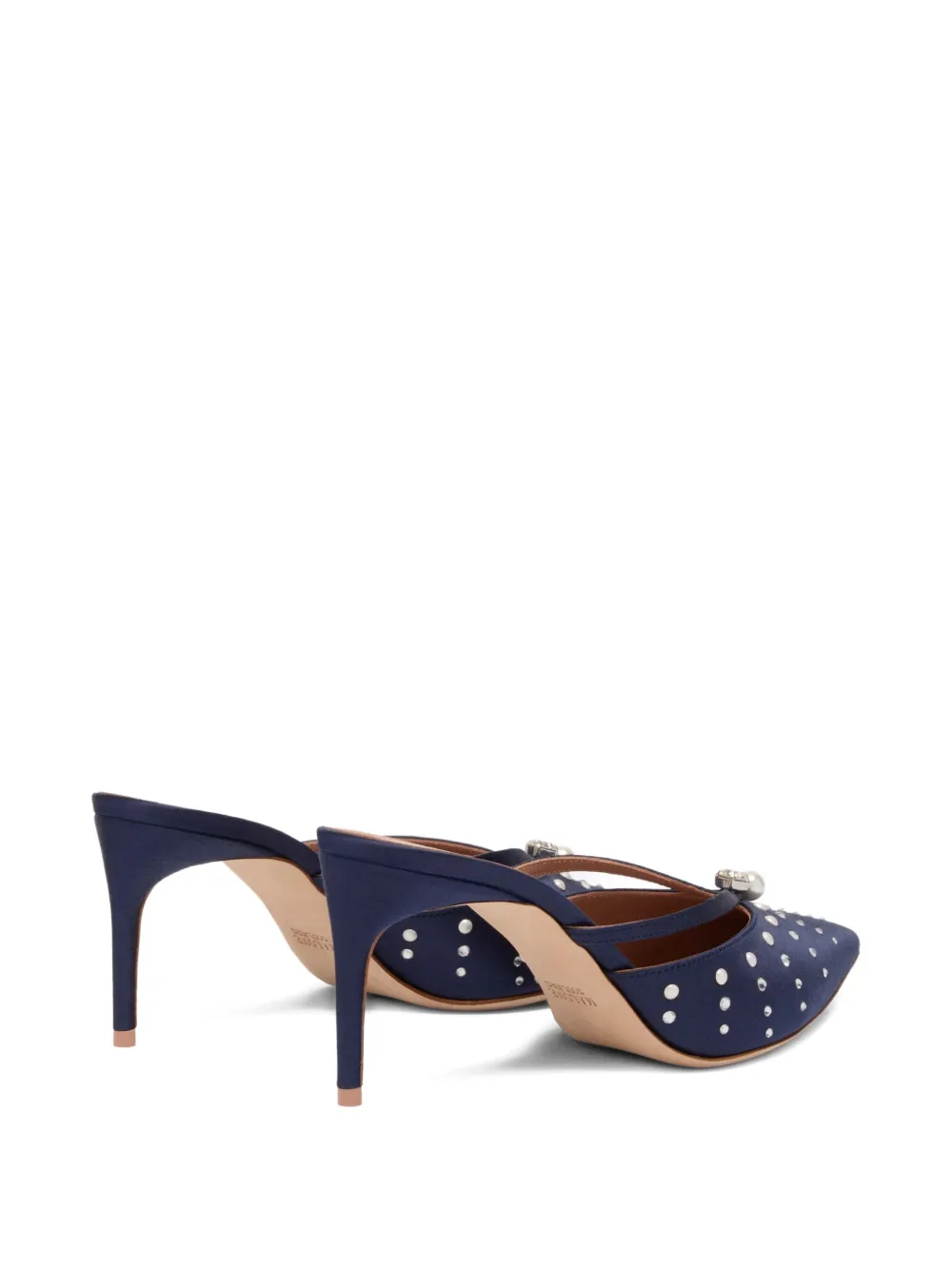 Malone Souliers 70mm Pearl-embellished Satin Mules In Blue