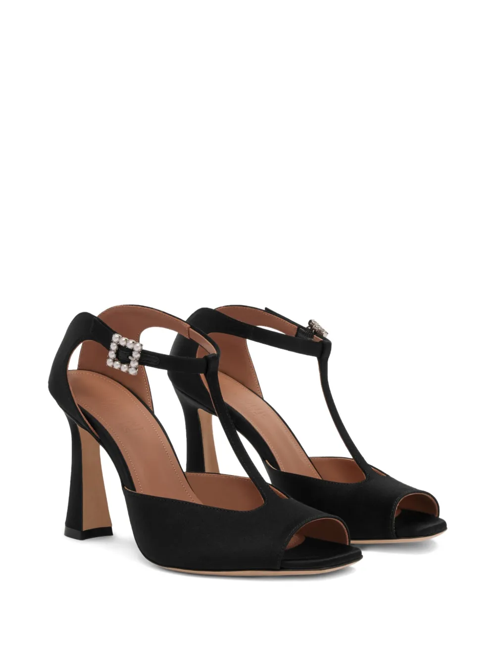 Malone Souliers 90 mm Nomi verfraaide sandalen met hak en T-bandje Zwart
