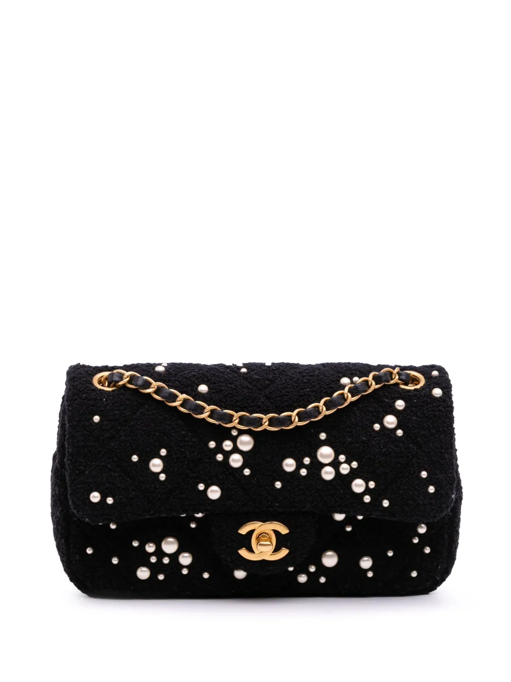 CHANEL Pre-Owned 2021-2025 Small Tweed Pearl Cosmos Flap crossbody bag | Black | Image 1