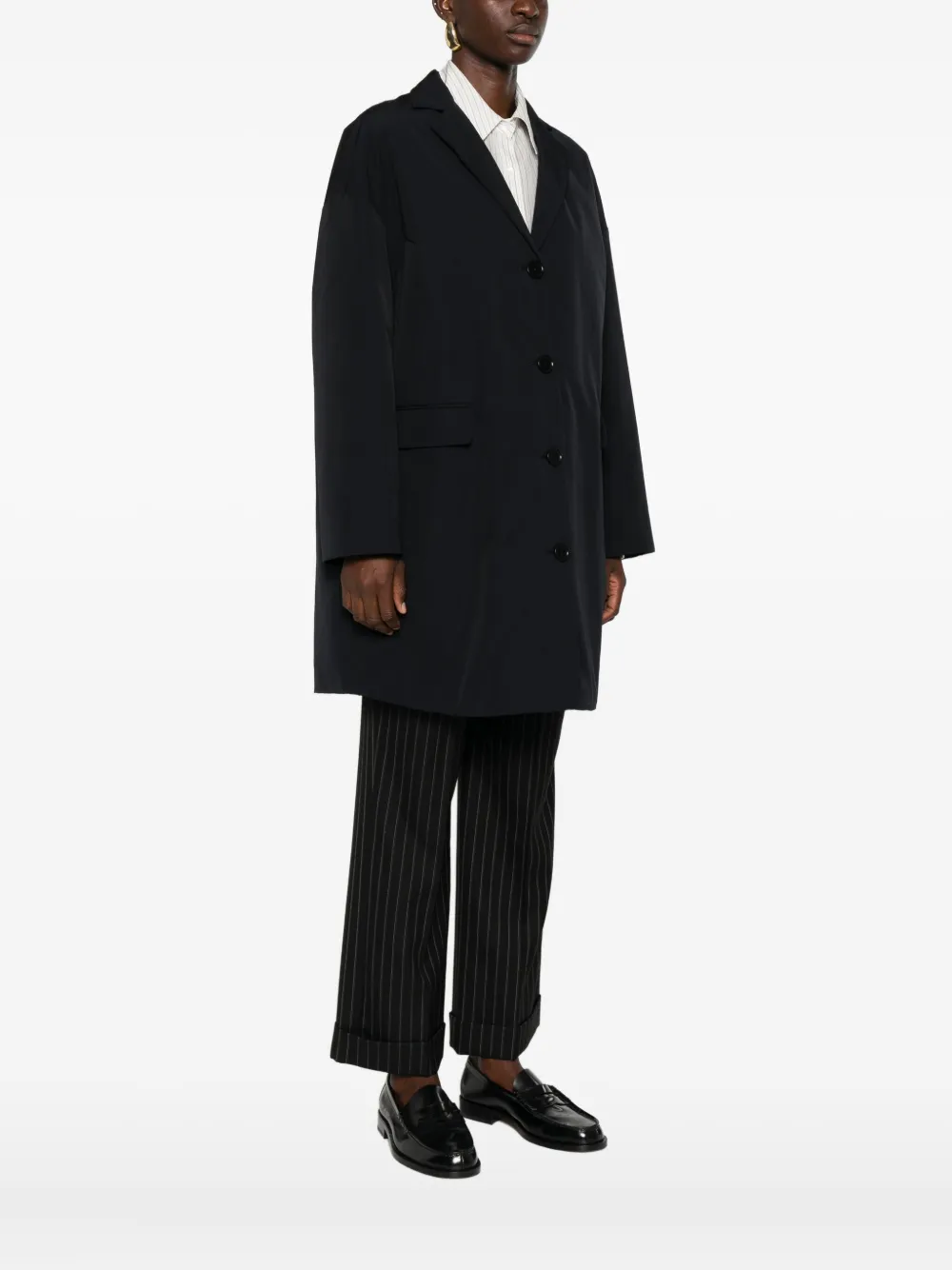 Aspesi Button-fastening Notched-lapel Coat In Black