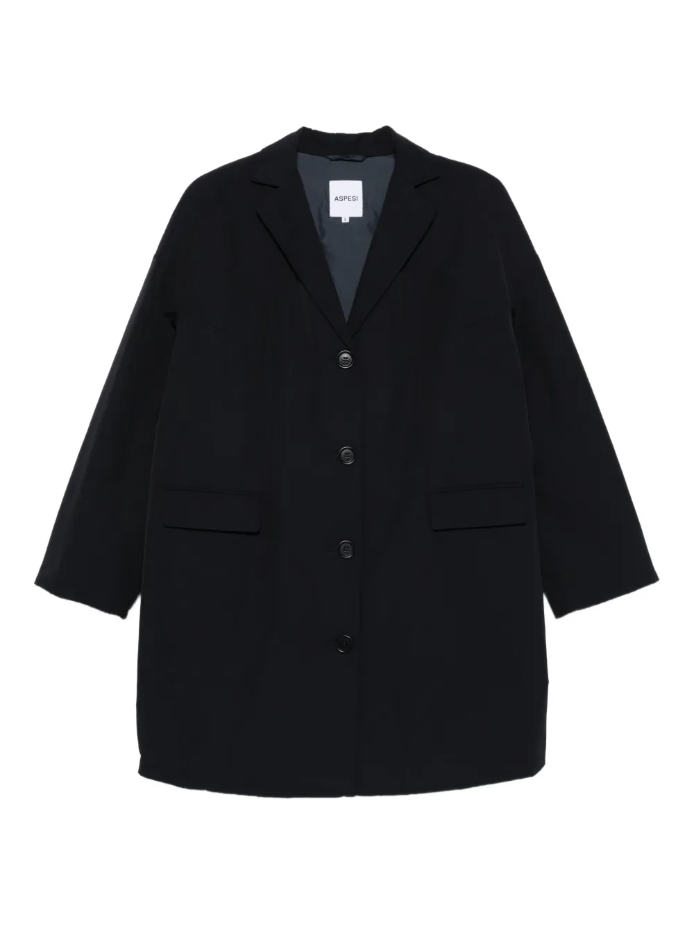 Aspesi Button-fastening Notched-lapel Coat In Black