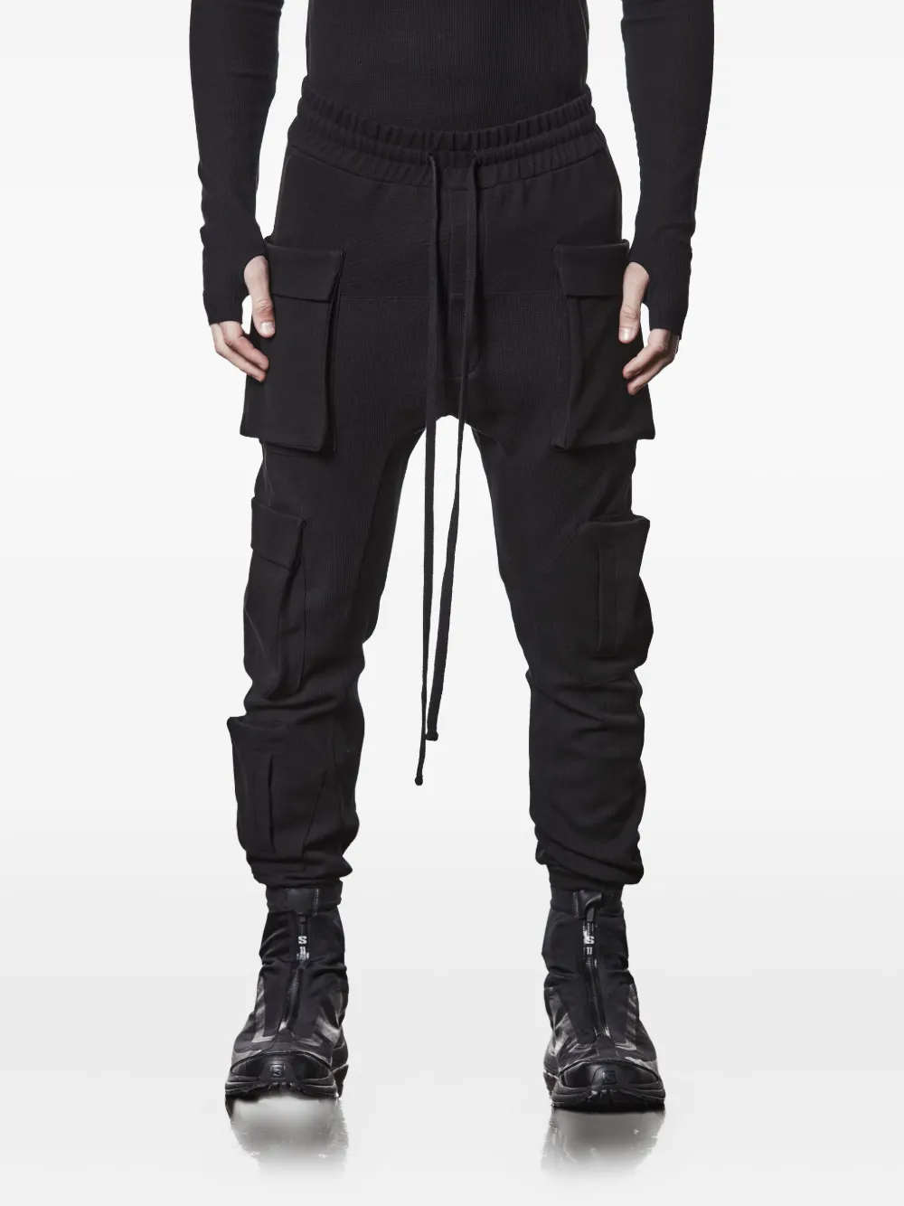 Thom Krom Ribbed Cargo Trousers In Black