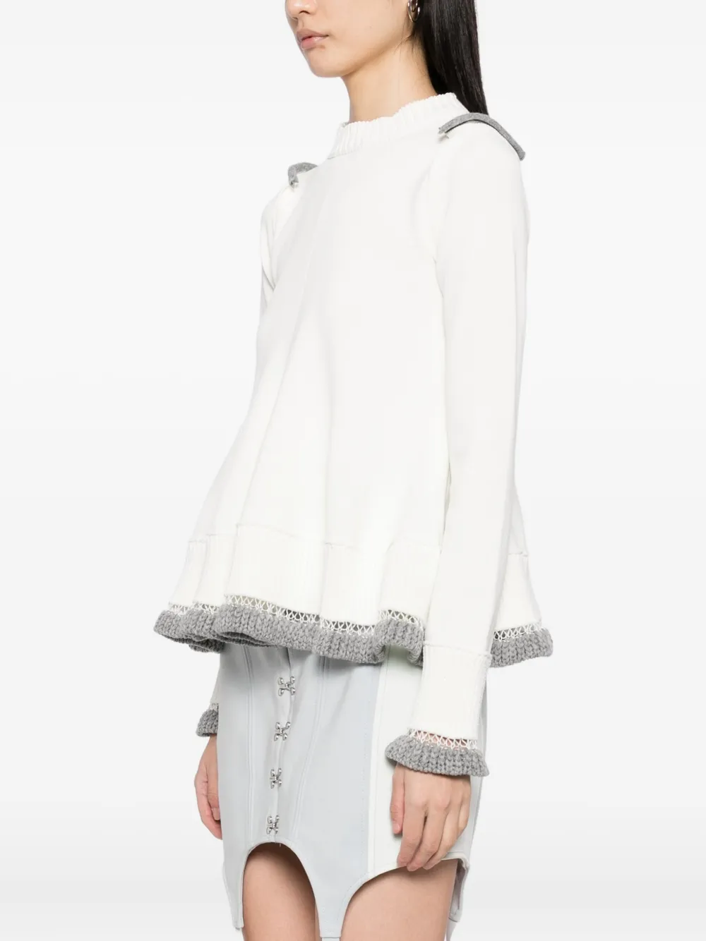 sacai Trui met ruches Wit