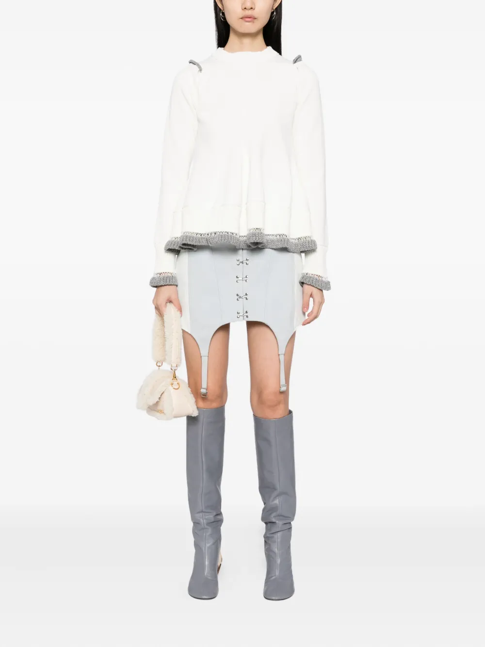 sacai Trui met ruches Wit
