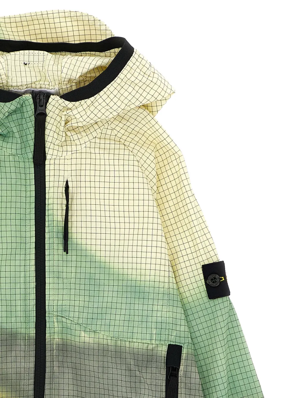 Stone Island Junior grid-pattern hooded jacket Geel
