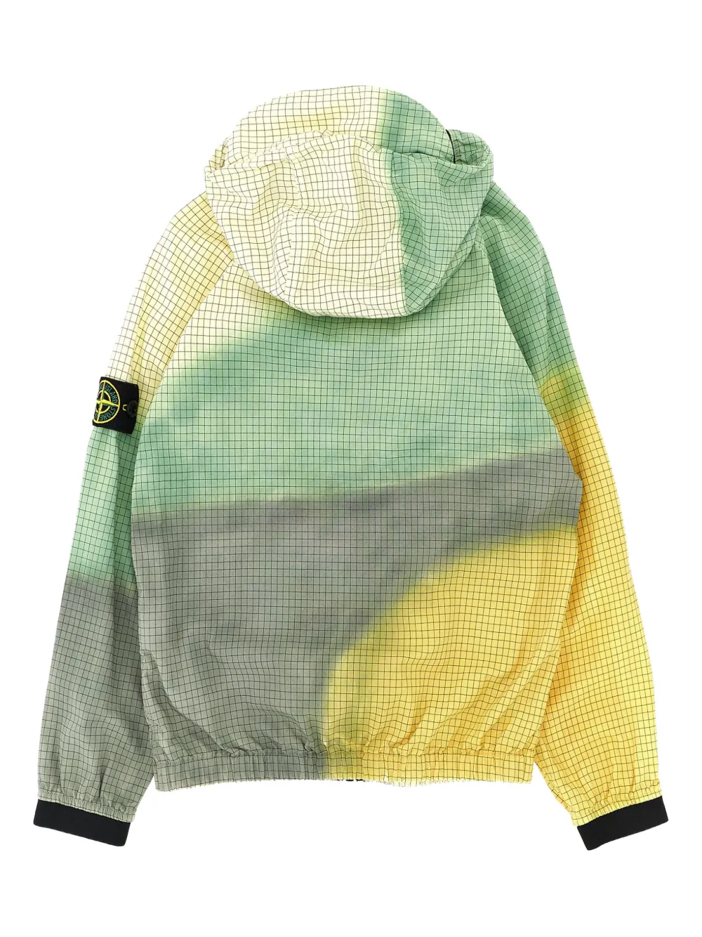 Stone Island Junior grid-pattern hooded jacket Geel
