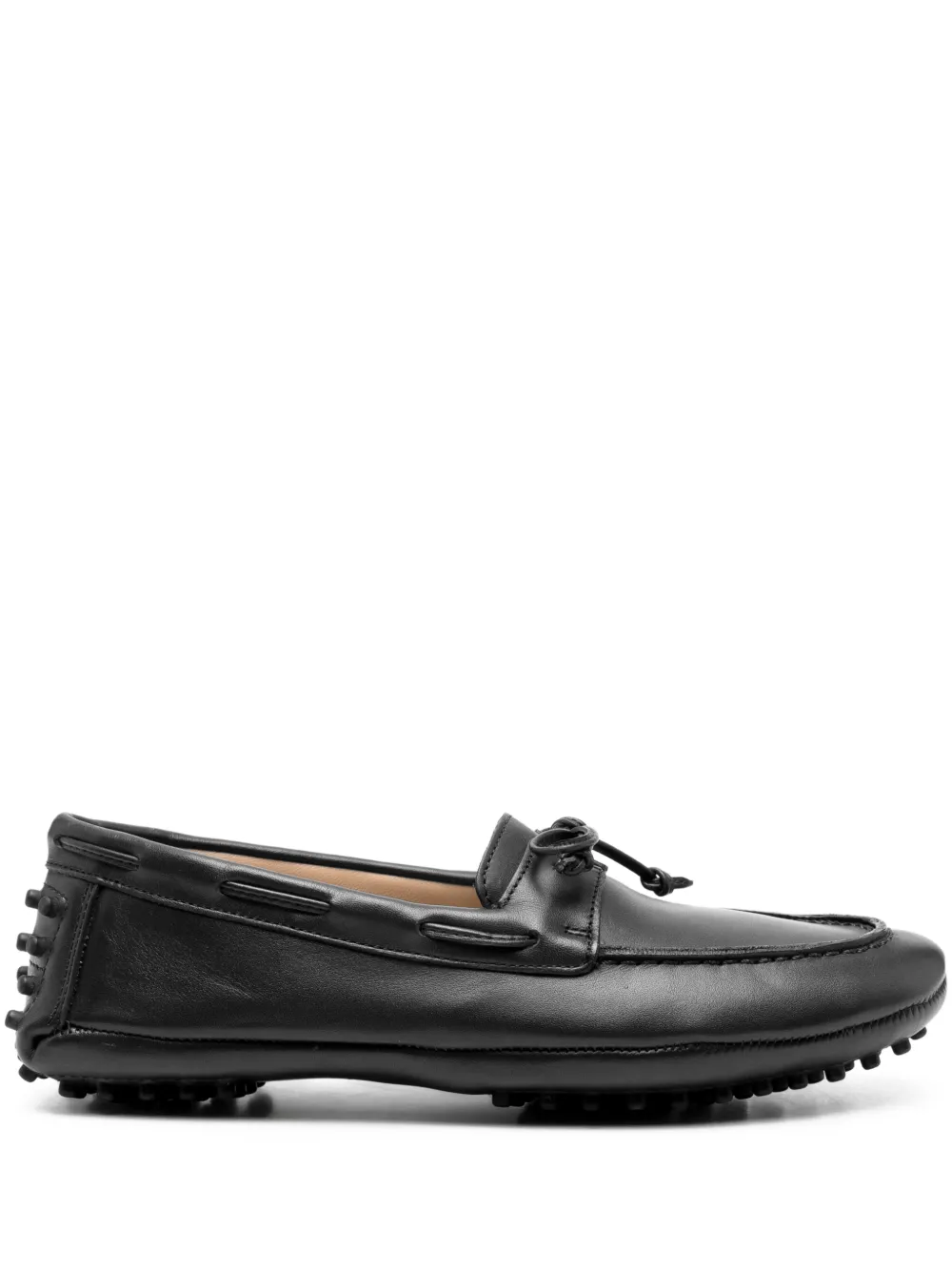 Le Monde Beryl leather boat shoes Black