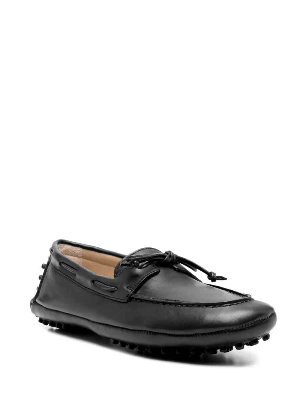 Le Monde Beryl leather boat shoes Black