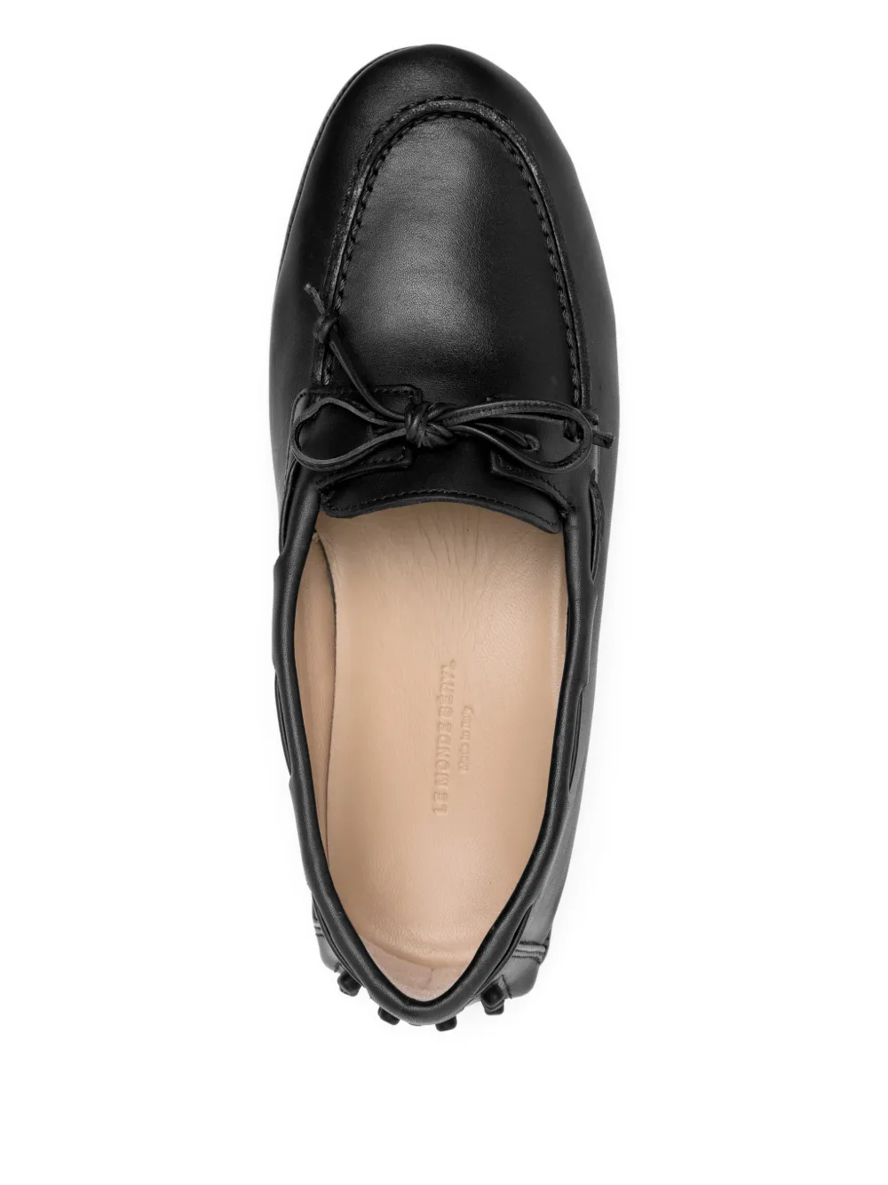 Le Monde Beryl leather boat shoes Black