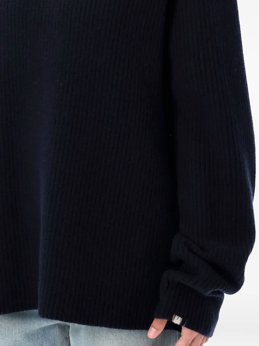 extreme cashmere Geribbelde trui met ronde hals Blauw