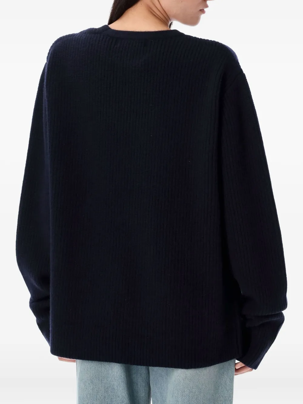 extreme cashmere Geribbelde trui met ronde hals Blauw