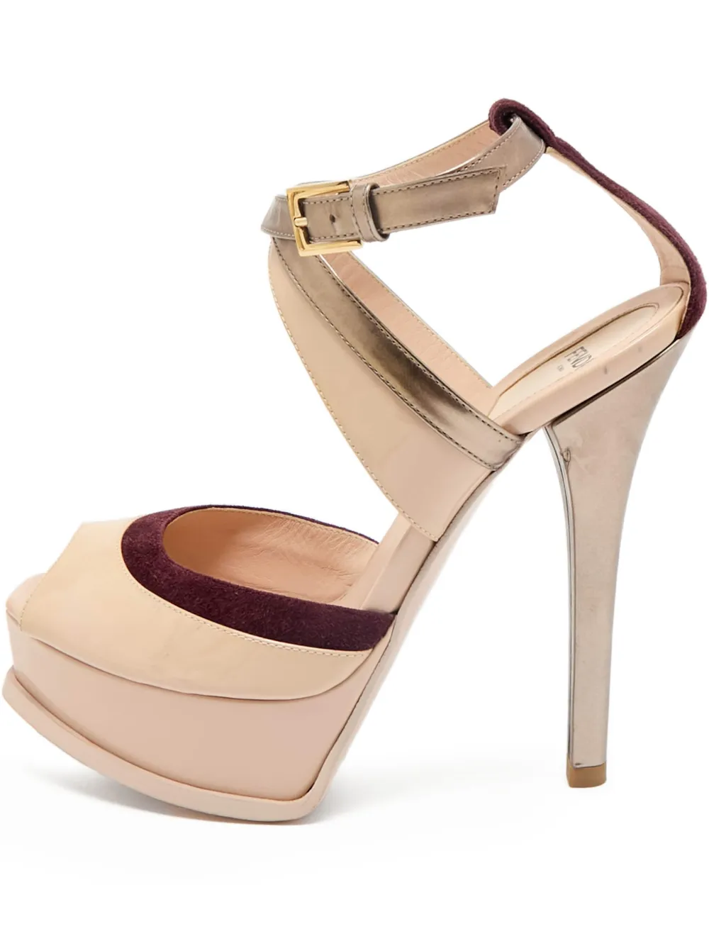 Pre-owned Fendi 140mm Peep-toe Sandals In Neutral