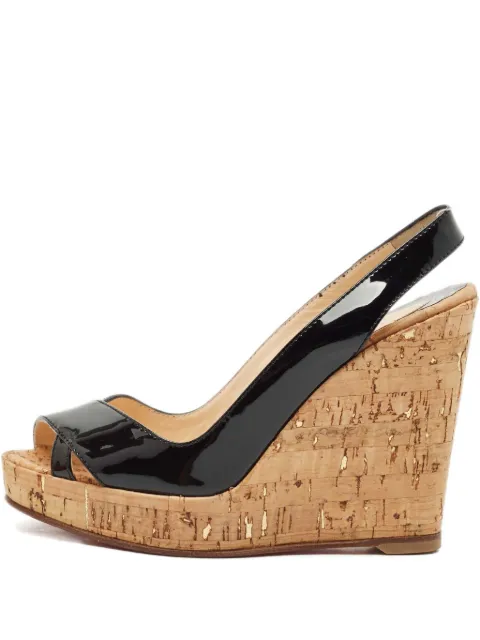 Christian Louboutin Pre-Owned 110mm patent-leather cork wedge sandals