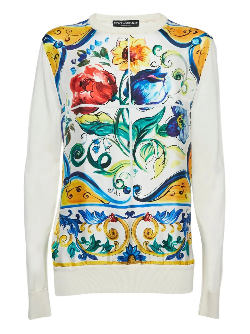 Dolce & Gabbana Pre-Owned floral-print silk T-shirt - ホワイト Dolce & Gabbana Pre-Owned floral-print silk T-shirt - ホワイト